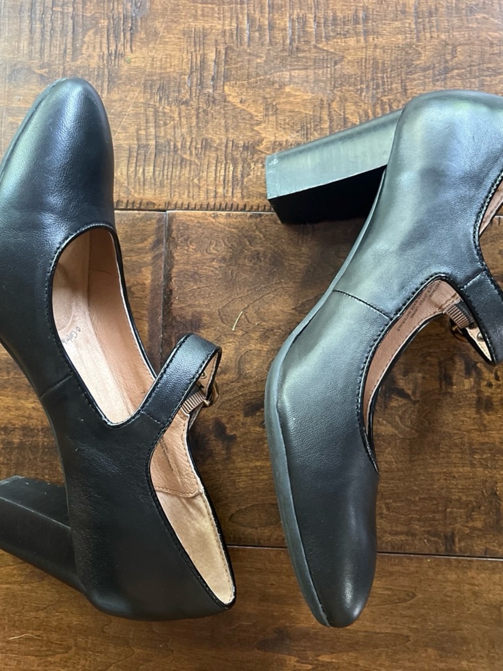 Söfft Petra Mary Jane black leather retro pumps with 3” block heels sz 7.5 - Picture 2 of 6